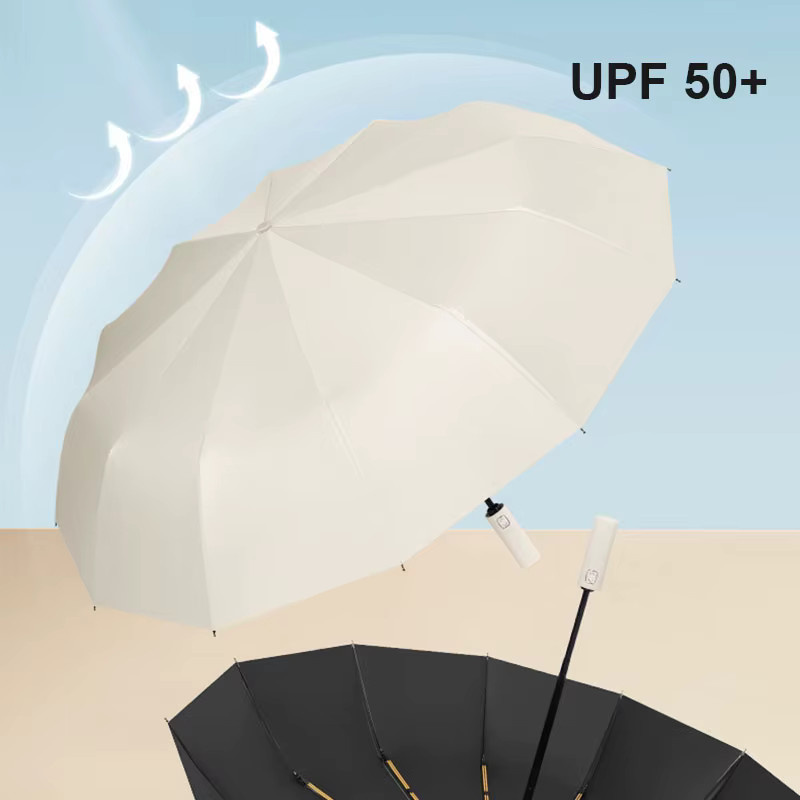 HDIRXG Automatikschirm mit 24 Knochen in Schwarz, großer zusammenklappbarer Regenschirm mit UV-Schutz - Bild 4