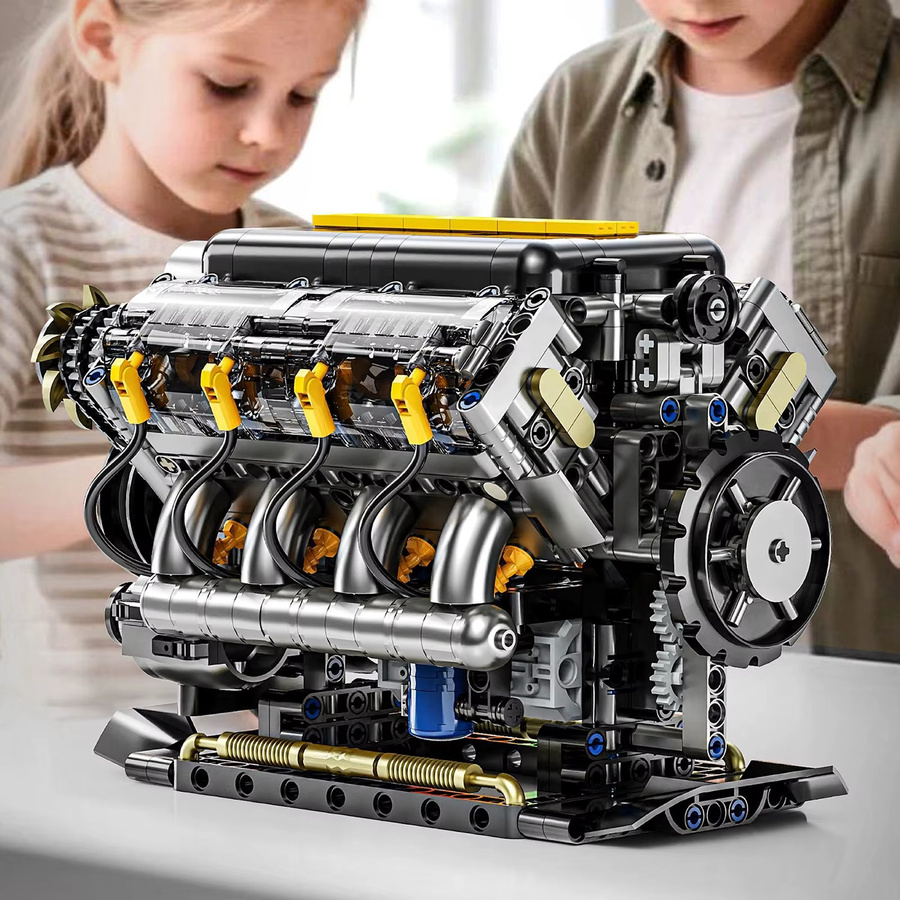 wishiot Mechanische V8 Motor Modell, Bausteine, ab 8 Jahren - Bild 6