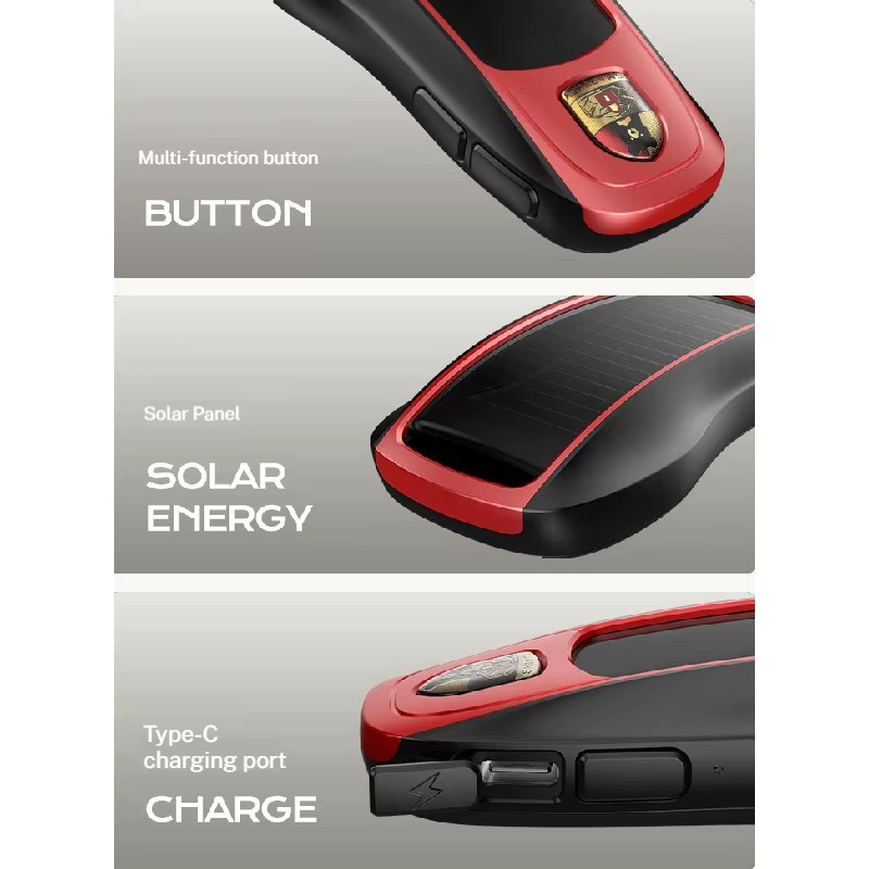 M1 Smart LCD Digitaler Auto Schlüssel mit Solarfunktion in Rot für Porsche Benz BMW Audi Land Rover Lamborghini Toyota Honda BYD Ford GAC Tesla von velotechrudy - Bild 2