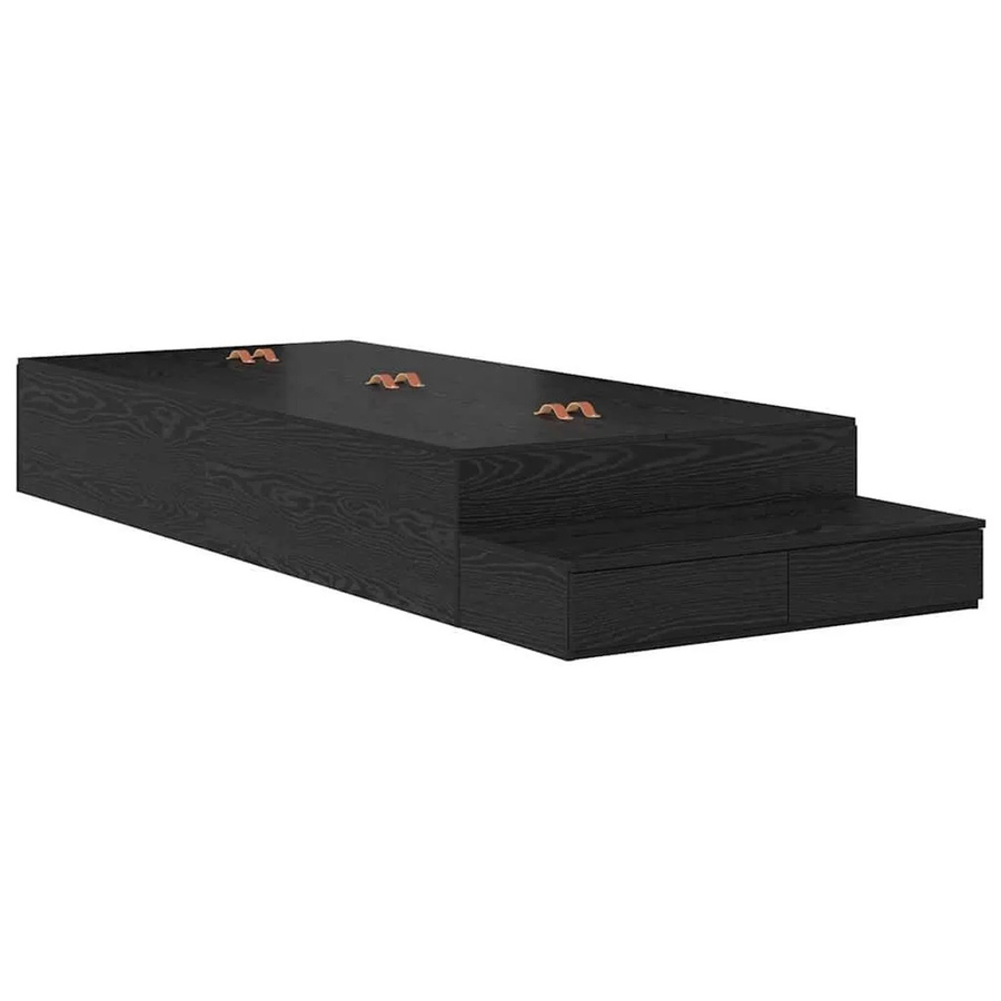 vidaXL Aufbewahrungsbettgestell mit Schubladen in Schwarz und Eichen-Optik, Höhe: 75 cm, Breite: 70 cm, Tiefe: 190 cm - Bild 2