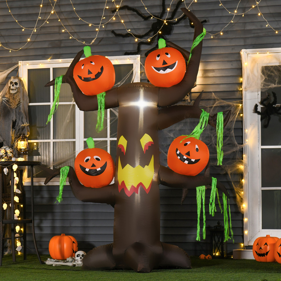 HOMCOM Halloween Luftfigur Aufblasbarer Spukbaum mit Kürbis und LED Beleuchtung, Orange, B/T/H: 180 x 80 x 240 cm - Bild 2