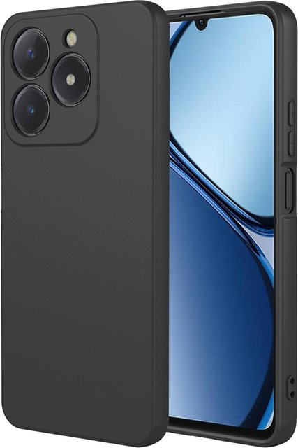 Flexible Flüssigsilikonhülle für Realme Note 70T in Schwarz mit TPU-Rahmen - Bild 1