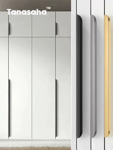 TANASAHA Unsichtbare Türgriffe aus Aluminiumlegierung in Gold, Schwarz oder Weiß, Matt, Griffbeschläge für Küchenschrank und Kleiderschrank - Bild 1