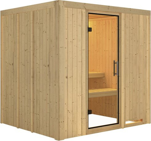 Karibu Sauna Olai für 3 Personen aus Fichtenholz in Beige, B/T/H: 198 x 196 x 170 cm - Bild 1