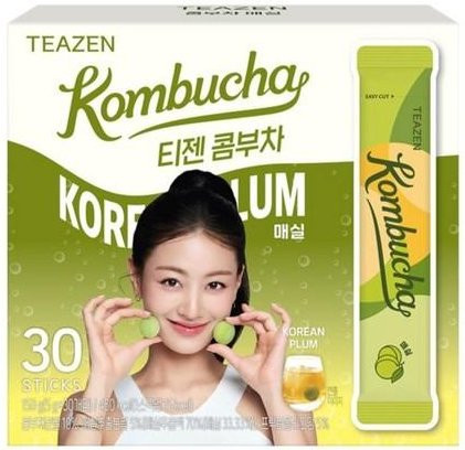 TEAZEN Kombucha, Koreanische Grüne Pflaume Geschmack, Getränkepulver, 30 x 5 g - Bild 1