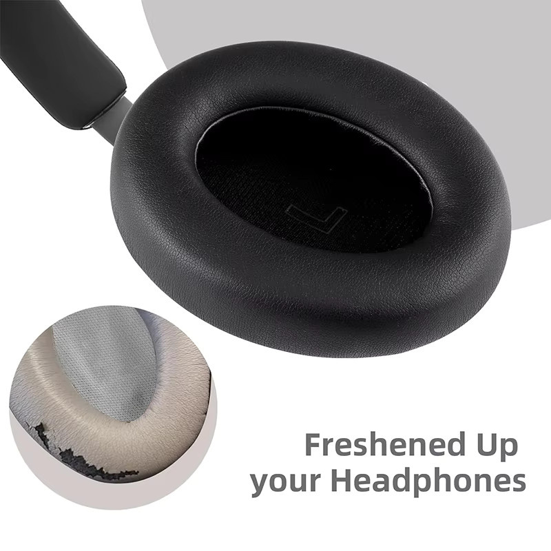 KUTOU Ersatz-Ohrpolster aus Leder und Soft Foam für Bose QuietComfort Ultra QC Ultra Kopfhörer in Schwarz oder Grau - Bild 4
