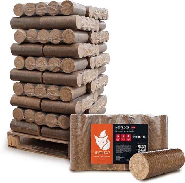 Heizfuxx Nestro XL Red Hartholz-Holzbriketts, 300 kg (30 x 10 kg) - Bild 1