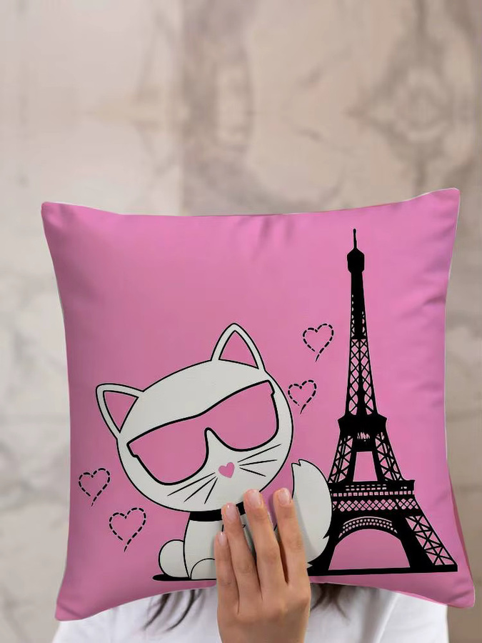 Quadratischer Katzen-Kissenbezug mit Sonnenbrille Motiv für Sofa und Heimdekoration, B/B/H: 30 x 30 x 30 cm - Bild 6
