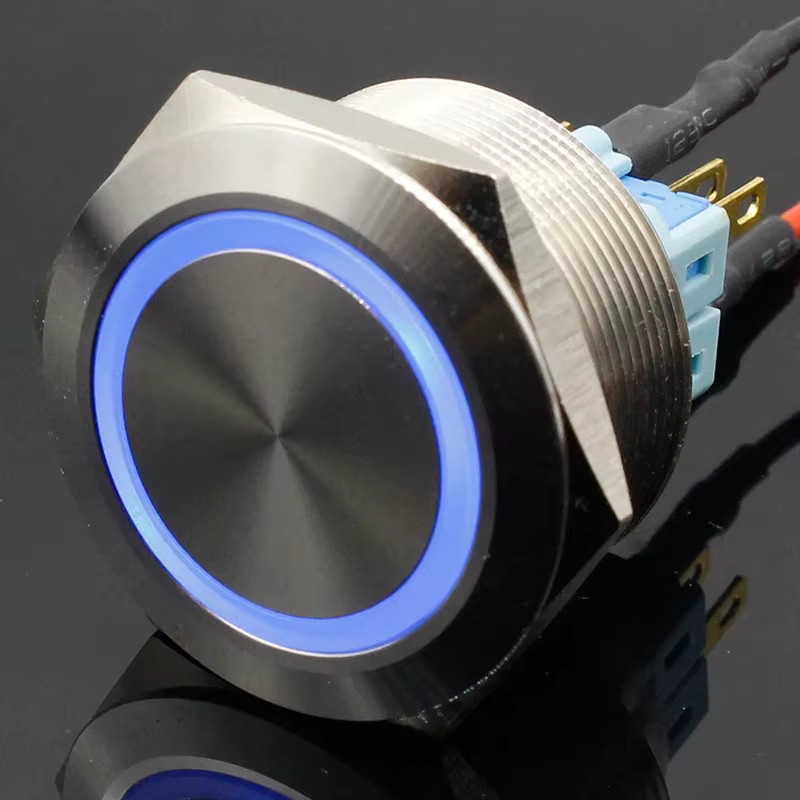 ELECAPITAL LED Druckknopf Schalter Blau 30mm Metall DPST für Industrie, Boot und Auto - Bild 2