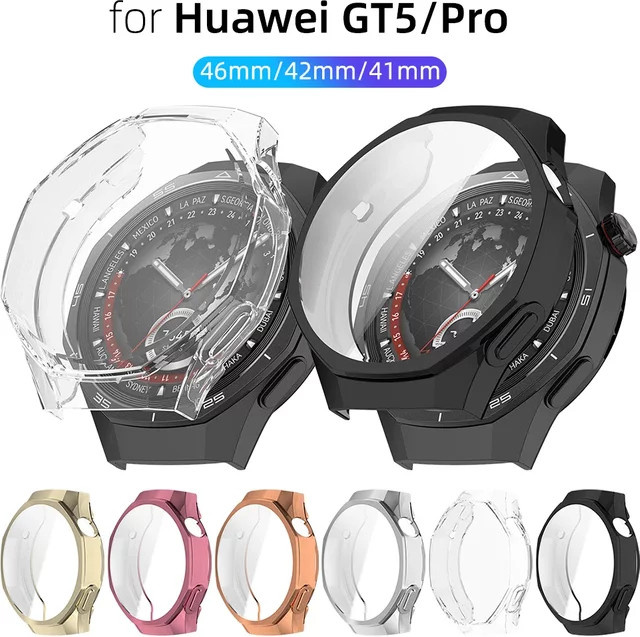 FancyWrist TPU-Hülle für Huawei Watch 5, GT5 und GT5 Pro (41 mm, 42 mm, 46 mm) mit Displayschutzfolie, transparent - Bild 1