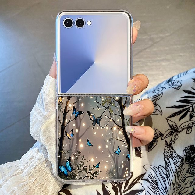 MOESOE Handyhülle mit Schmetterlings-Design Glow In The Dark für Samsung Galaxy Z Flip 3 4 5 6 7 FE, transparent - Bild 1