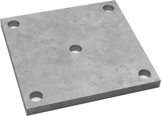 SO-TECH Anschweißplatte aus Stahl in Schwarz, B/T/H: 130 x 130 x 8 mm mit 5 Befestigungslöchern Ø 13 mm - Bild 1