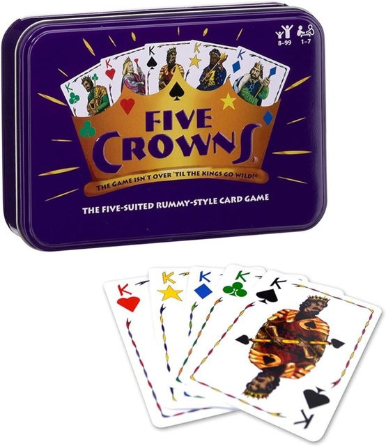 Five Crowns Kartenspiel in Sammlerdose, 1-7 Spieler, fünf Farben - Bild 1