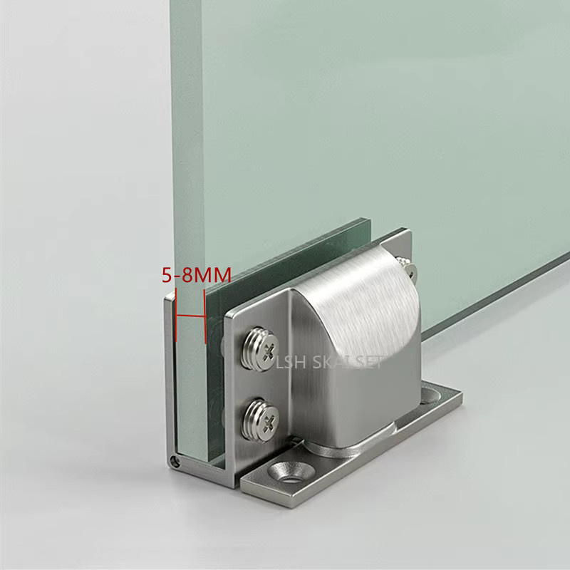 LSH SKAI SET Hydraulisches Dämpfungsscharnier für Glas in Edelstahl-Optik mit magnetischer Befestigung und nicht durchdringender Installation für Schranktüren und Möbelbeschläge - Bild 1