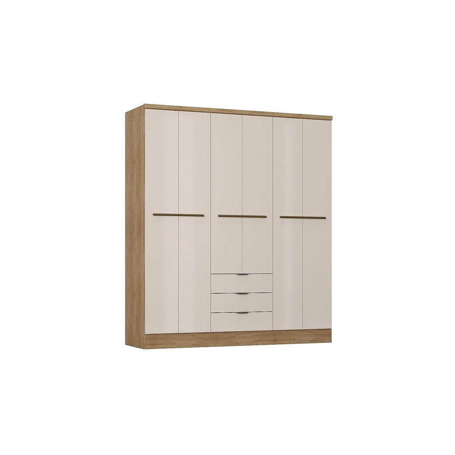 Kleiderschrank Peroli in Beige mit Türen und Schubladen B: 180 cm, T: 46,5 cm, H: 206 cm - Bild 2