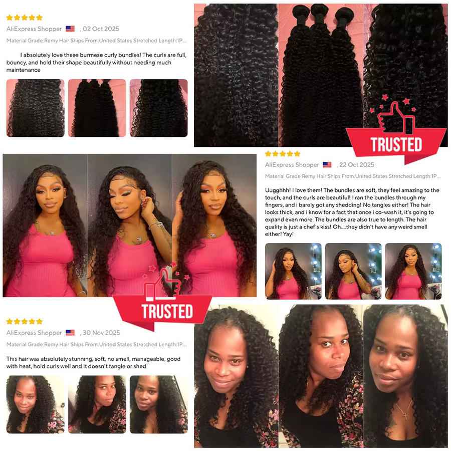 Queenlike Kinky Curly Haarbündel, Burmesische Locken, 22 Zoll - Bild 5