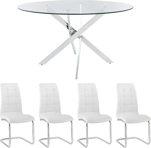 Essgruppe Cosima in Transparent und Silberfarben mit einer Breite von 140 cm - Bild 1
