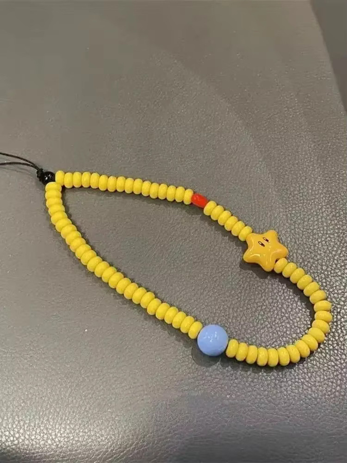 Dopamin-Handykette mit Pentagramm und Smiley-Gesicht in Gelb als Schlüsselanhänger und Anti-Drop-Schutz für dein Smartphone - Bild 2