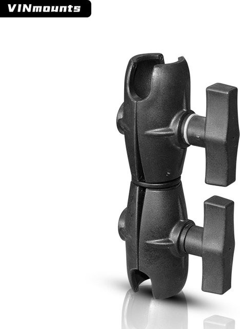 VINmounta Verstellbarer Drehbarer Doppelsockelarm für 1,5 Zoll Kugelsystem in Schwarz, kompatibel mit RAM Mounts, Handyhalterung, Länge: 16 cm - Bild 1