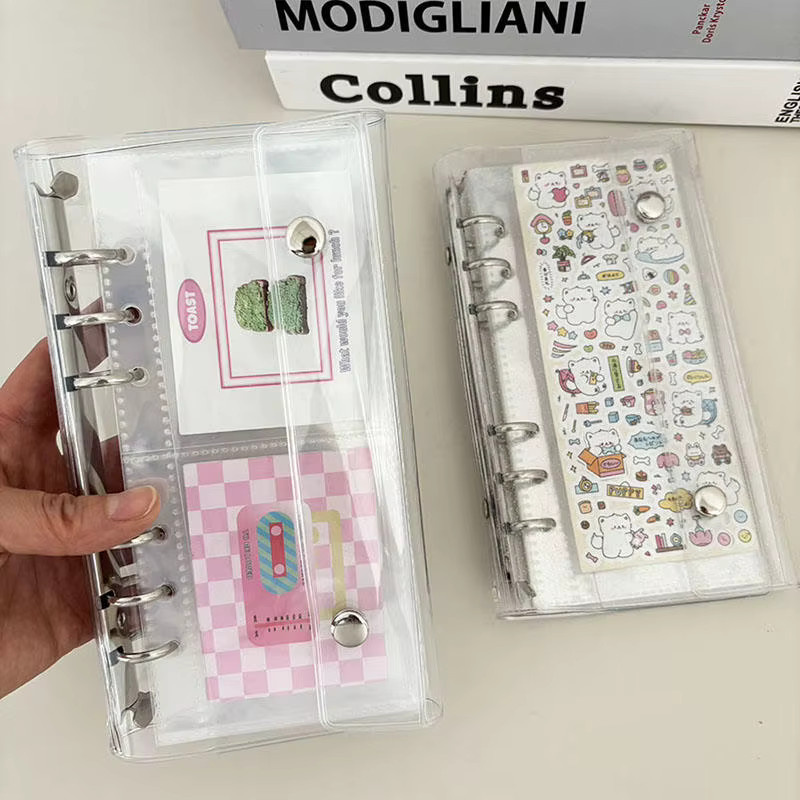A6 Loseblattbuch mit 10 Seiten und Raster für Postkarten und kleine Karten, transparentes Flexcover mit Aufbewahrungsbeutel - Bild 2