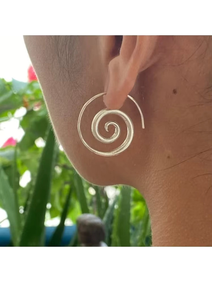 Ohrringe, spiralförmiges Design, Silber, Unisex - Bild 3