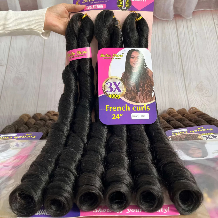 Lyjhjz Haarbündel, französisch lockig, synthetisch, 24 Zoll, 3 Stück - Bild 3