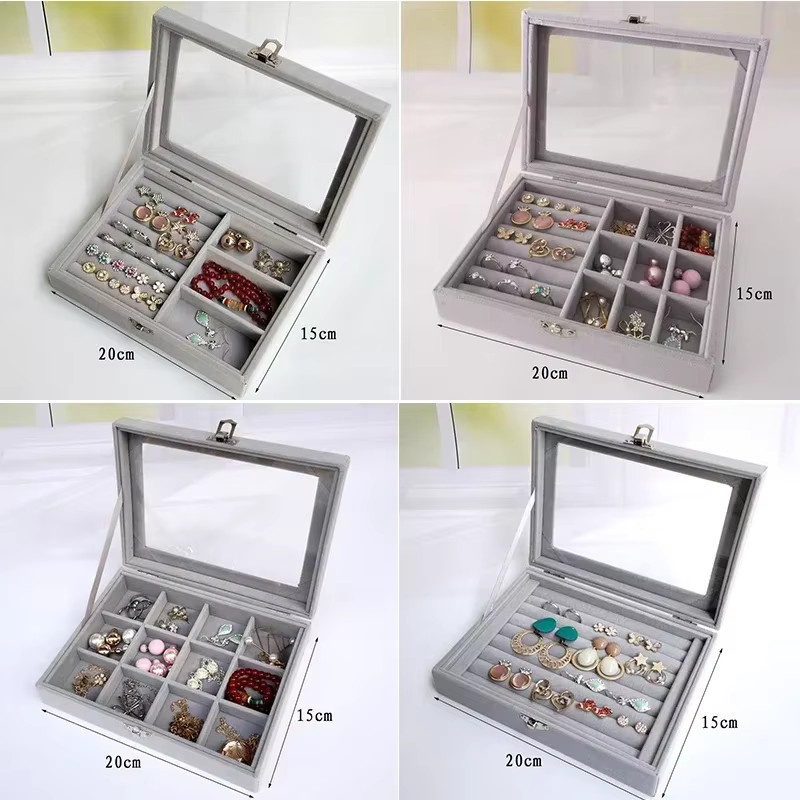 Amagi Schmuck-Organizer-Box, Samt und Glas, Unisex - Bild 3