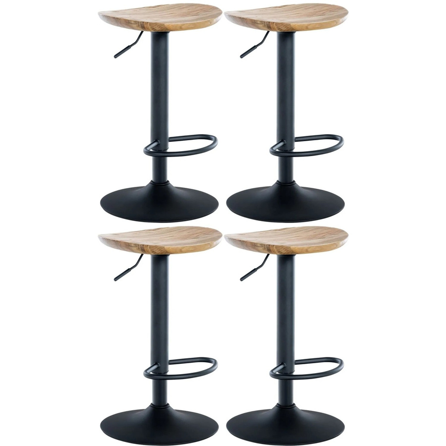 4er Set DELUKE Barhocker SUZON höhenverstellbar und drehbar aus Holz und Metall in Natura, B/T/H: 41 x 38,5 x 56 cm - Bild 2