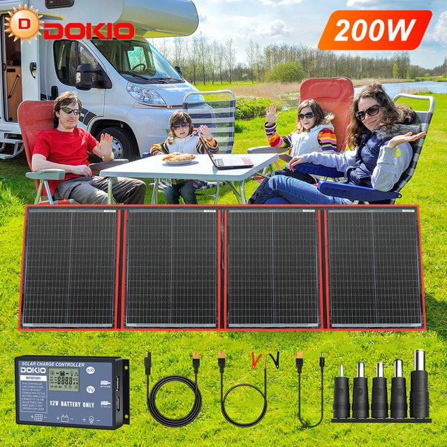 Dokio-Anaka Tragbares faltbares Solarpanel mit 12V-Controller in Schwarz - Bild 1