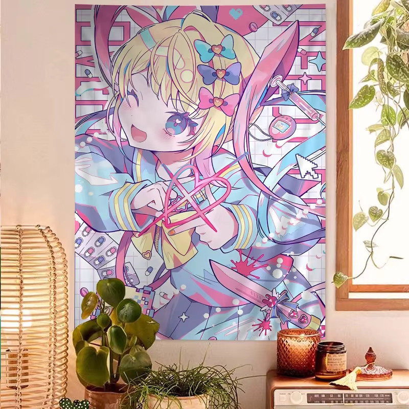 VIKAMA Wanddekoration für Kinder im Boho-Stil, Abstraktes Psychedelic Meme Design, Mehrfarbig - Bild 1