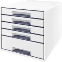 Leitz Schubladenbox WOW CUBE 5214 mit 5 Schubladen für DIN A4 in Weiß und Transparent - Bild 1