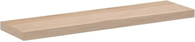 vidaXL Schweberegal in Eiche Optik Braun, Wandregal aus Holzwerkstoff und Metall, B/T/H: 90 x 23,5 x 4 cm - Bild 1