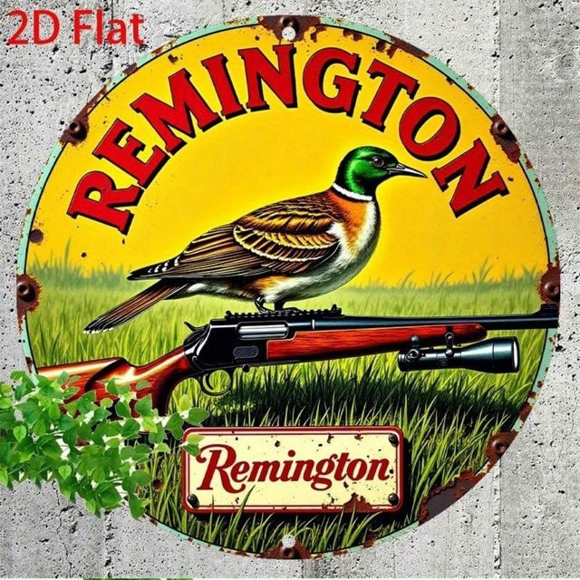 Remington Vintage Jagd-Metallschild Wanddekoration mit Tiermotiv, Mehrfarbig, B/H: 20,32 x 20,32 cm - Bild 1