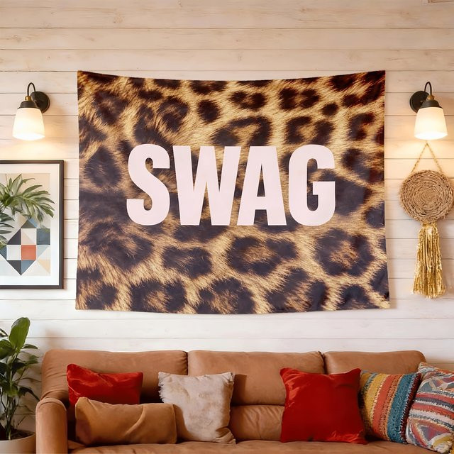 VIKAMA Wandteppich mit Leopardenmuster im Retro Hip-Hop-Stil, Mehrfarbig - Bild 1