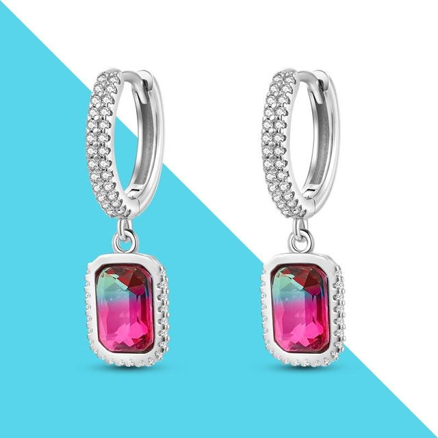 Ohrringe Silber, Rosa CZ, Damen - Bild 1
