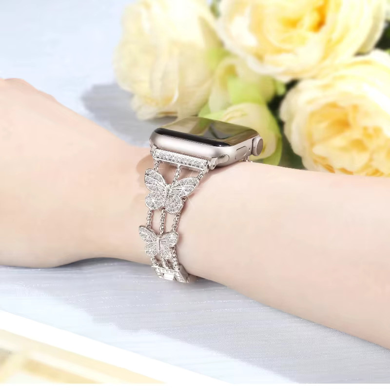 JBAILI Uhrenarmband Edelstahl, Schmetterling, Diamant, Kristall - Bild 3