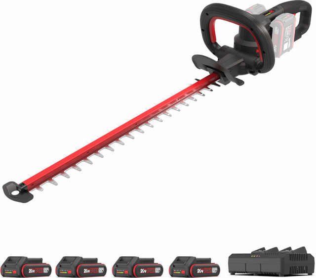 Einhell Akku-Heckenschere KG285 40 V Komplettset mit 61 cm Schnittlänge, 4 x 2,0 Ah Akkus und Doppelladegerät - Bild 1
