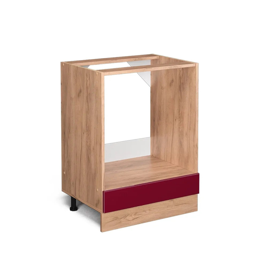 Vicco Herdumbauschrank R-Line Küchenschrank in Bordeaux mit Goldkraft Eiche Hochglanz, Breite: 60 cm - Bild 2