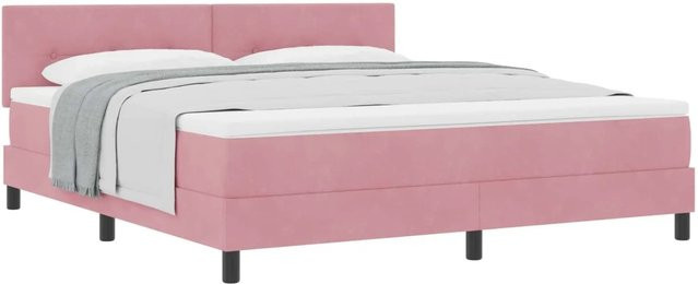 vidaXL Boxspringbett mit Matratze und Kopfteil in Rosa, Samt, B/T/H: 180 x 200 x 280 cm - Bild 1