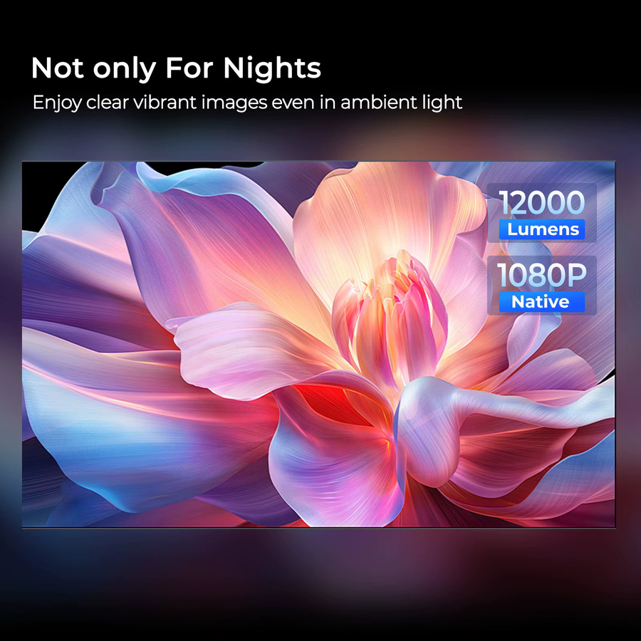 LynCast 4K L018 Projektor in Weiß mit 800 ANSI Lumen, Native 1080P Full HD, Autofokus, Keystone-Korrektur, 360 Grad drehbar, Android 14, Bluetooth 5.4 und WiFi 6 für dein tragbares Heimkino-System - Bild 3