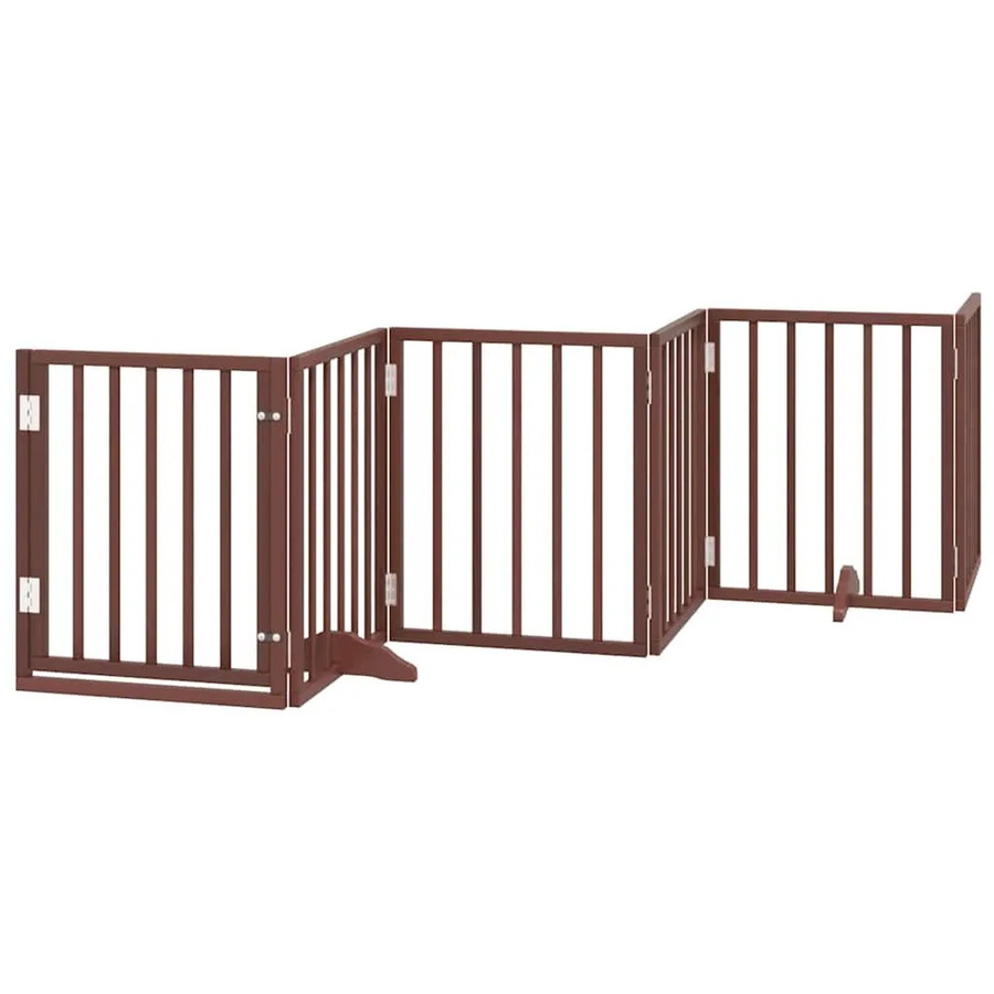 vidaXL 9-teiliges Hundetor aus Pappelholz mit Tür, faltbar, Braun, Breite: 450 cm - Bild 2