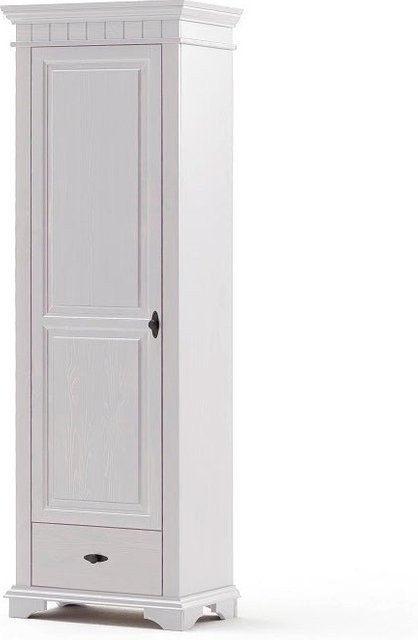 Vitrine Lyon aus massiver Kiefer im Landhausstil mit Holztüren und Regalböden in Weiß - Bild 1