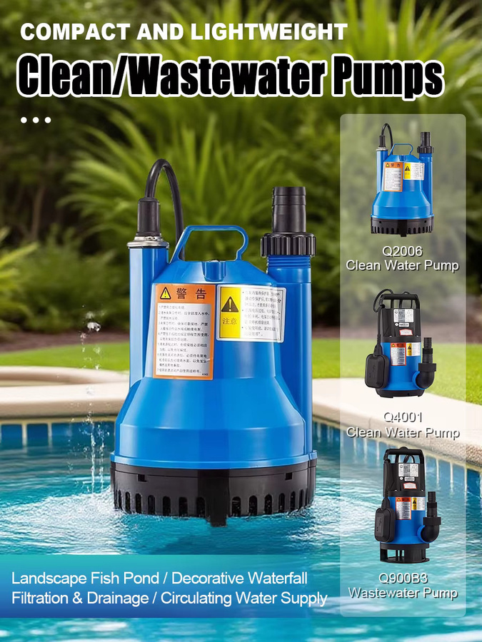 Kompakte Q-Typ Tauchpumpe für Reinwasser und Abwasser in Blau, 220V - Bild 7
