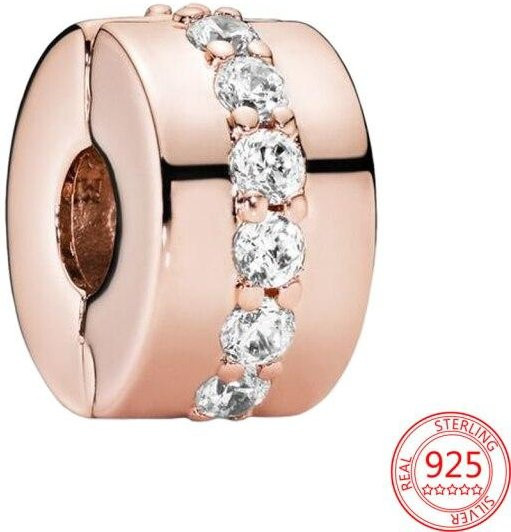 Allbestart Charm-Clips, 925 Silber, Zirkonia, Pfirsichblüten-Anhänger, Damen - Bild 1