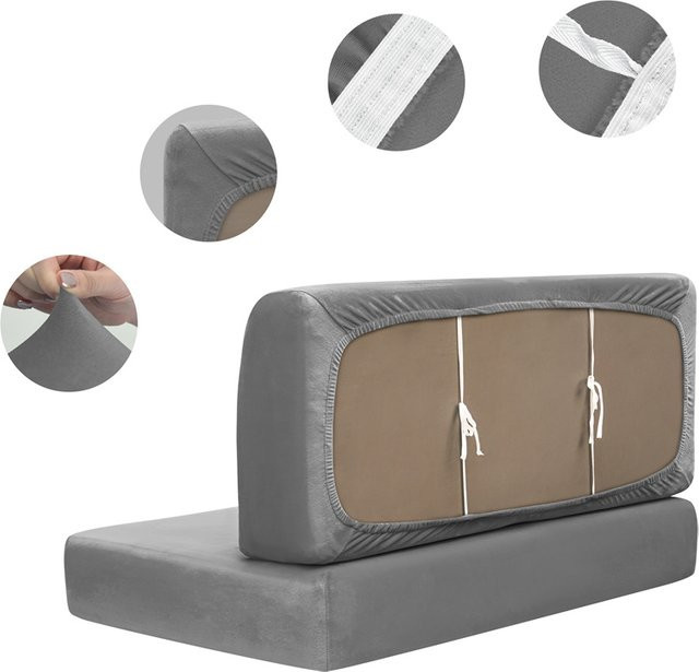 WANERQU 2er-Set Stretch-Samt Sofa-Abdeckungen für Wohnmobile und Camper, weiche Sitz- und Rückenlehnenbezüge - Bild 1
