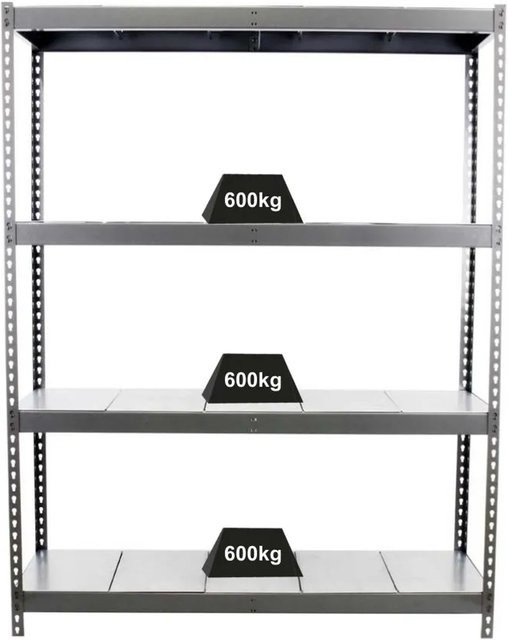 PROREGAL Schwerlastregal Metal Beast Four aus Metall in Grau mit 4 Fachböden, H x B x T: 200 x 180 x 75 cm - Bild 1