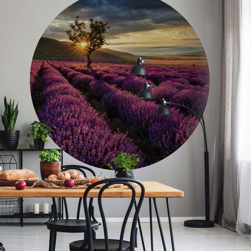 K&L Wall Art Vliestapete Lavendel Acker lila Landschaft, mehrfarbig, matt, B/H: 153 x 140 cm - Bild 3