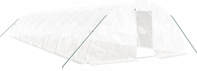 Furnicato Gewächshaus mit Stahlrahmen in Weiß, Fläche: 80 m², B/T/H: 16 x 5 x 2,3 m - Bild 1