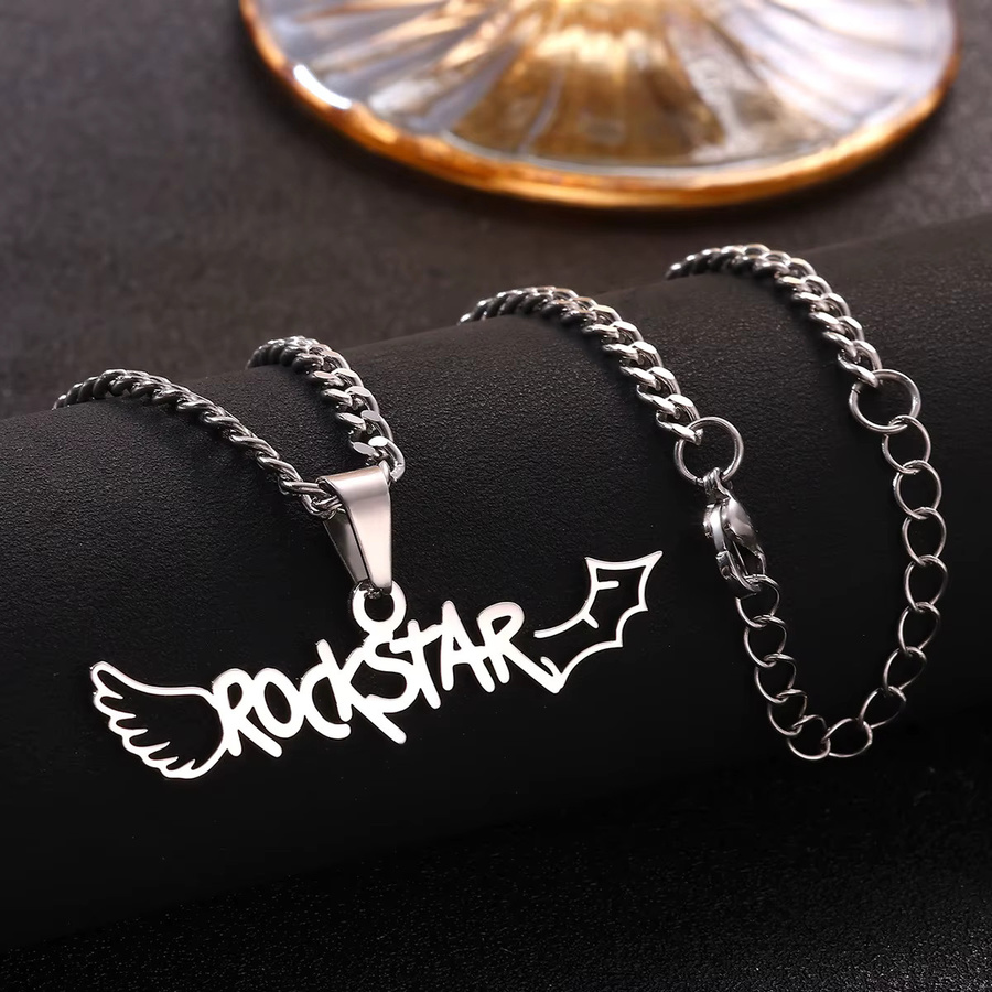 ETCAVCE Anhänger Fledermausflügel, Edelstahl, Silber, Unisex - Bild 1