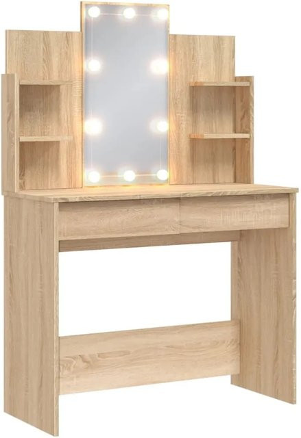 vidaXL Schminktisch Hollywood LED in Sonoma Eiche, B/T/H: 96 x 40 x 142 cm - Bild 1